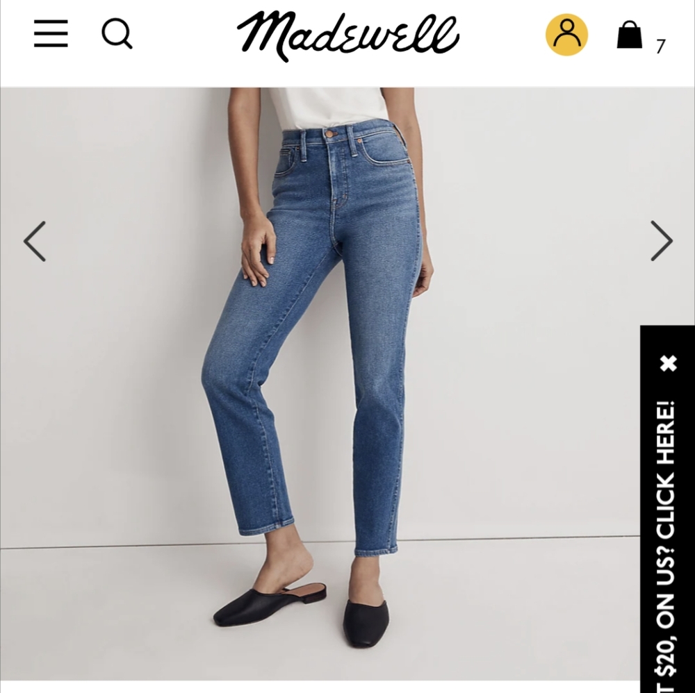 Madewell stovepipe jeans 25